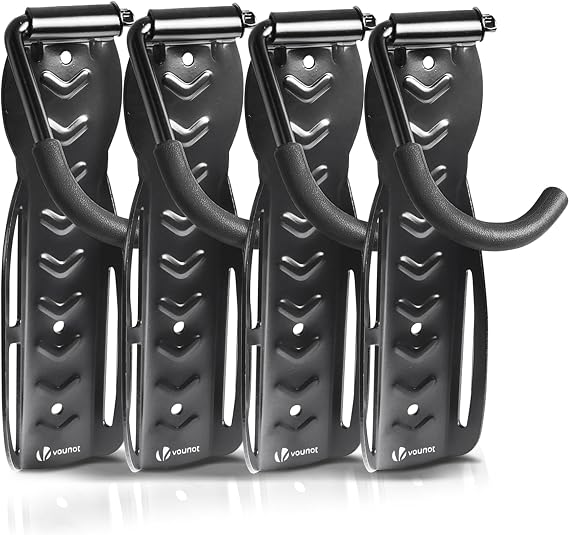VOUNOT® Bike Wall Mount Rack 4 Pack, Heavy Duty Bike Hooks for Wall Storage, Vertical Bicycle Hanger for Garage, Space Saving Cycle Holder
