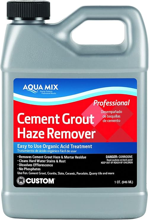 Aqua Mix Cement Grout Haze Remover - 32 oz Quart - Removes Cured Grout and Mortar Residue - Efflorescence, Rust, Hard Water Stain, Lime Deposit Cleaner - For Tile, Granite, and Natural Stone
