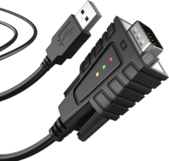 DriverGenius SerialEdgeX USB-A to Serial RS232 Cable, 3-LED (1-Pack)