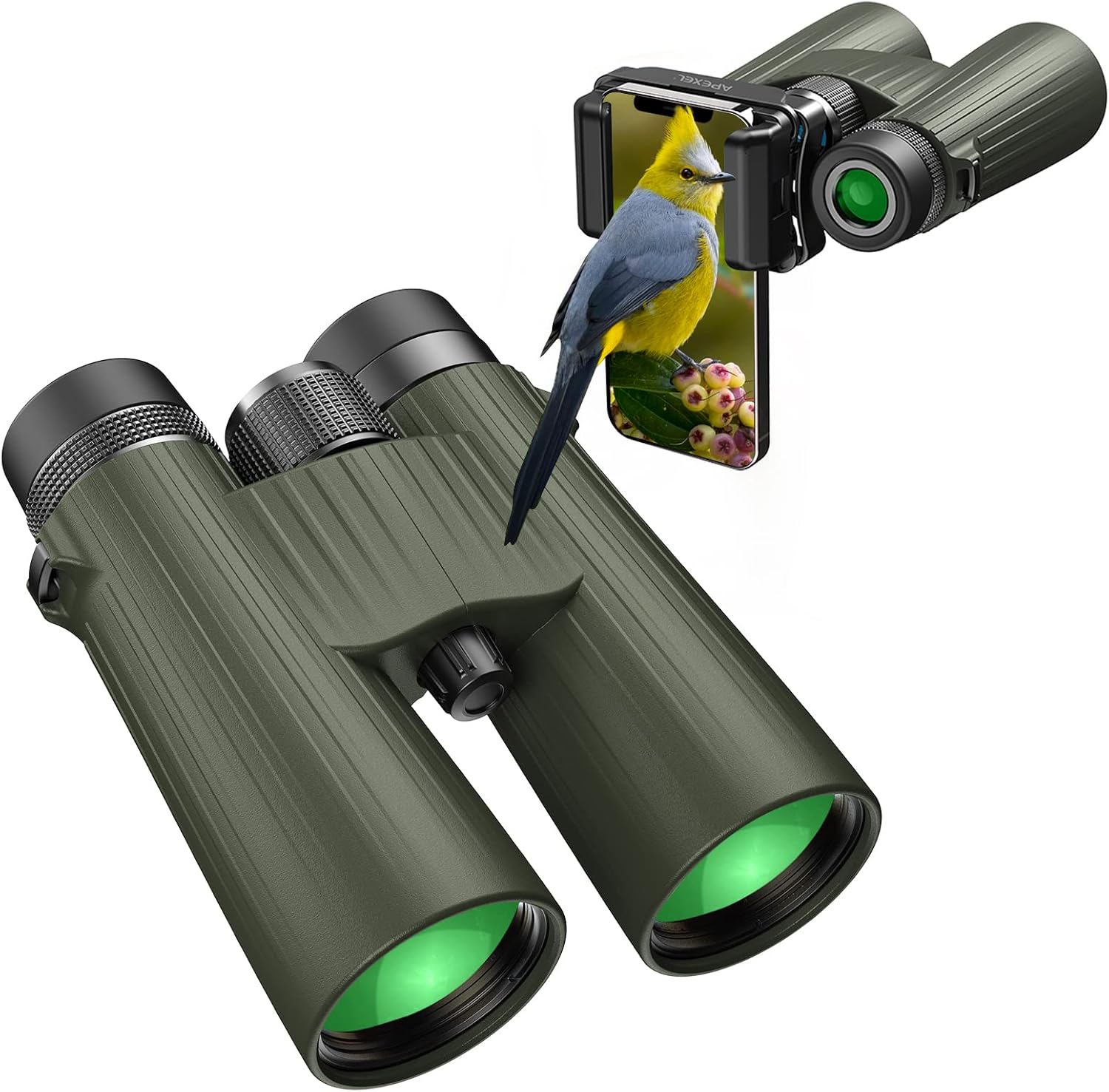 APEXEL 12X50 Professional Binocular for Adults with Phone Adapter, High Power Optics Binoculars with BaK4 Prism, IPX7 Waterproof & Shockproof Binoculars for Hunting, Bird Watching, Outdoor, Hiking