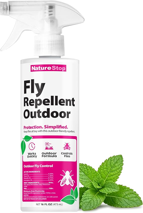 Fly Repellent Spray (16oz) | Keeps Flies Away, Pet & Family Friendly, Plant-Based Active Ingredients, For Patios & Outdoor Spaces, Outdoor Use