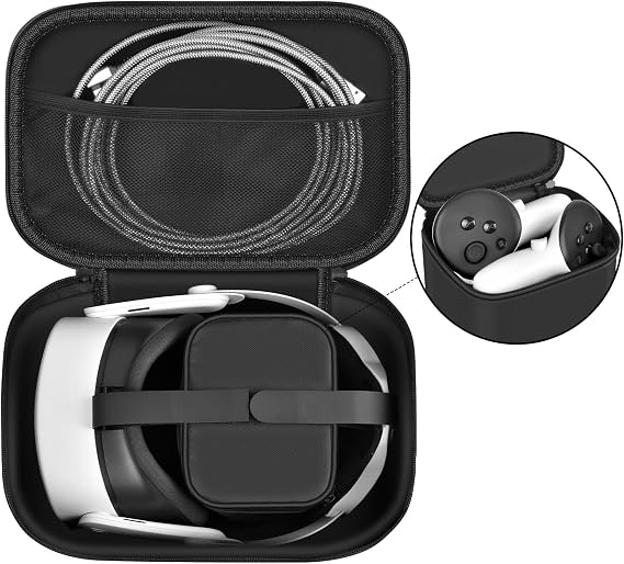 VR Cases for Meta Quest 3/3S/2 VR Headset with Elite Strap Indoor