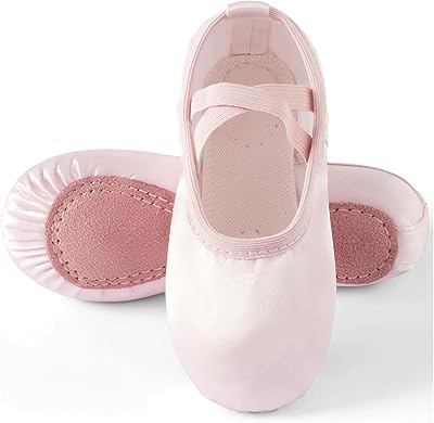 TRIPLE DEER Ballet Shoes for Girls, Satin Dance Practice Slippers Split Soft Leather Flat Sole Yoga Gymnastics Shoes ToddlerLittleBig Kid
