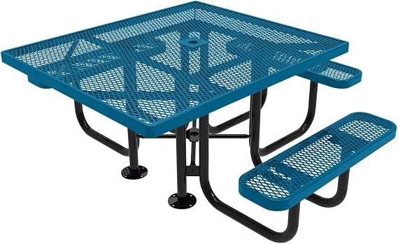 COATEDOUTDOORFURNITURE 46In Square Picnic Table, Expanded, Light Blue
