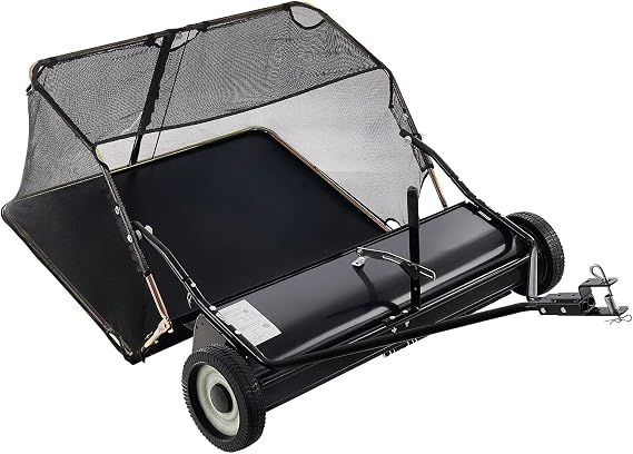 42 Inch Lawn Sweeper Tow Behind,12 cu.ft. Large Pull Behind Grass Sweeper, Heavy Duty Leaf & Grass Collector with Dumping Rope Design,Adjustable Sweeping Height for Picking Up Debris & Grass