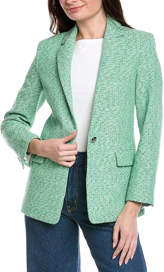 Maje Womens Suit Blazer, 34, Green