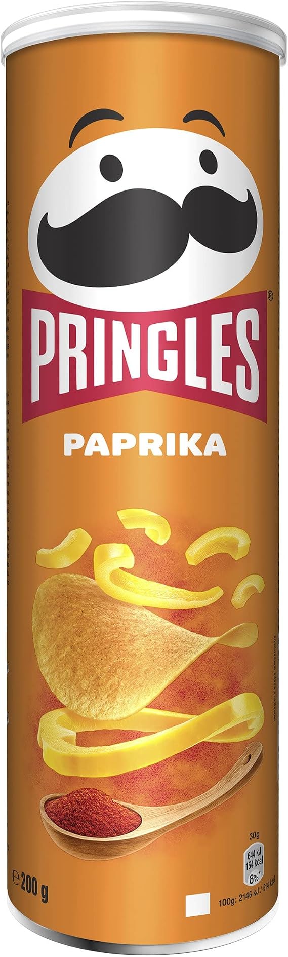 Pringles - Paprika Flavored Chips - 165 Grams x 1 Pack - Stackable Potato-Based Chips - Savory Snack with Peppers Taste - Resealable Container