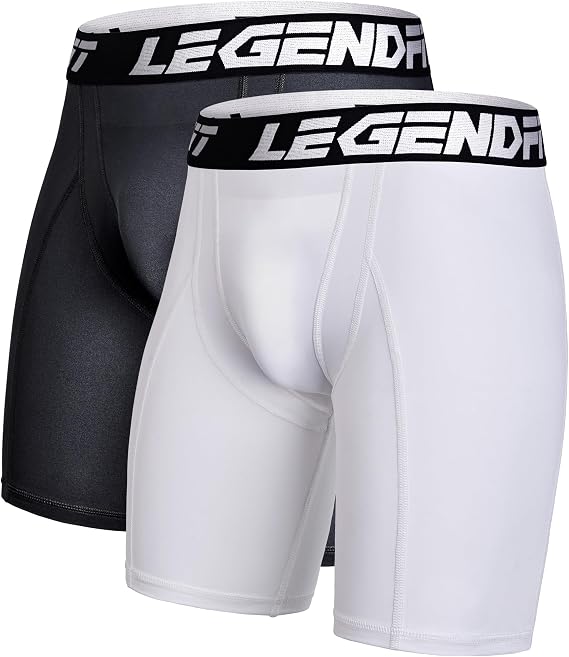 2-Pack Mens Baseball Compression Shorts w/Cup Pocket NO Cup