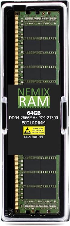 NEMIX RAM 64GB (1X64GB) DDR4 2666MHZ PC4-21300 4Rx4 1.2V CL19 288-PIN ECC LRDIMM Compatible with Lenovo ThinkSystem 4X77A78614 Load Reduced Server Memory