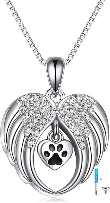 YAFEINI Celtic Knot Urn Necklaces for Ashes Sterling Silver Heart Guardian Angel Wings Urn Necklaces Cremation Memory Jewelry for Women Men