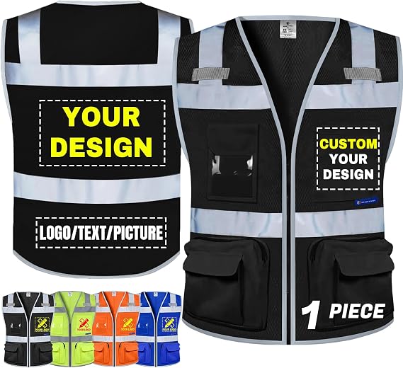 BeautyWill High Visibility Safety Vests Class 2 ANSI Certified SECURITY Work Vest with Zipper Front