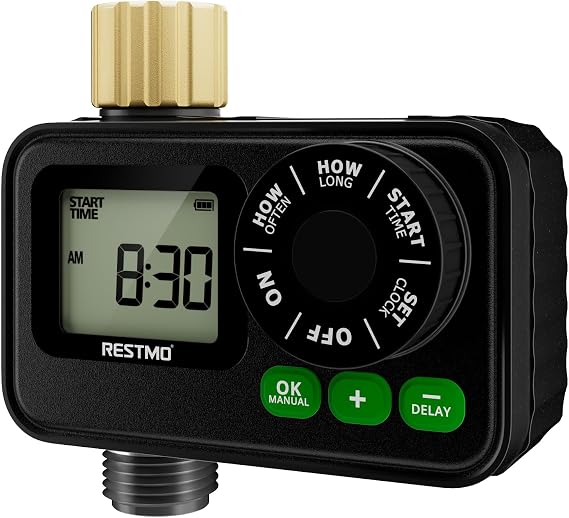 RESTMO Sprinkler Timer for Outdoor Hose Faucet, Programmable Water Timer