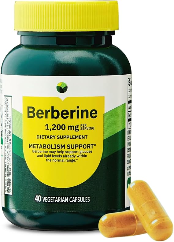 Berberine Herbal Supplement, 1200 mg, 40 Vegetarian Capsules, Pack 1