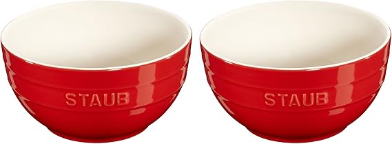 STAUB Ceramic 2-pc Large Universal Bowl Set, 6.5-inch/1.25-qt, Cherry