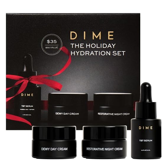 Dime Beauty Holiday Hydration Set - Includes Dewy Day Cream 15ml, Restorative Night Cream 15ml, TBT Serum 10ml ($55 Value)