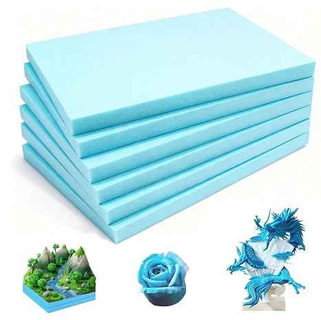 6 Pack 20mm Thick Blue Foam Board, High Density Polystyrene Foam Sheet, Handmade Crafts Hard Styrofoam Block, Rectangle Foamboard, DIY Model Material for Crafting, Landscape Modelling, Sculpture, Arts