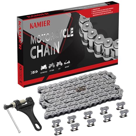 KAMIER 428 Drive Chain 116 Links with Chain Breaker Tool for 110cc 125cc TTR125 YZ85 CB125 Apollo RFZ DB-X18 DB-X19 Suzuki JR80 RM85 TaoTao Chinese Pit Dirt Bike 4 Wheeler ATV Quad Heavy Duty Parts