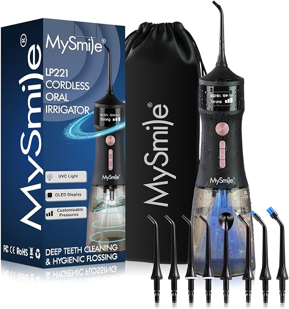 MySmile LP221 Cordless Water Flossers for Teeth w/UVC Light & OLED Display