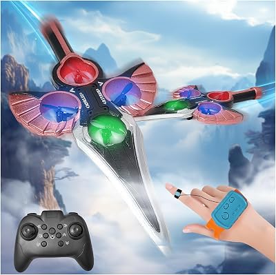 Flying Sword RC Airplane, Gesture Control Airplanes for Kids Adult 8-16, Remote Control Planes with Light, 360 Flip Fighter Jet Toy, Gravity Sensing, Stunt Roll, Gift for Boy Girl, Rose Gold