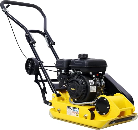 2.5HP Plate Compactor, 79.7CC Gas Engine, 8200N Vibratory Compaction Tamper, 19.3 x 12.6 Plate Power Jumping Jack Tamper, 5900 VPM Pavement Compactor for Walkways, Asphalts, Paver Landscaping
