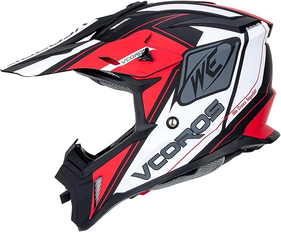 VCOROS Adult Motocross Helmets H637 Dirtbike Offroad DOT Approved | For ATV, BMX, MX and UTV riding, ABS shell and EPS, removable washable liner, adjustable visor and double D buckle