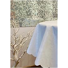 Düz beyaz çiçekli yuvarlak muşamba masa örtüsü pvc astarlı kaymaz leke tutmaz 138 x 138 cm Beyaz 140 x 140