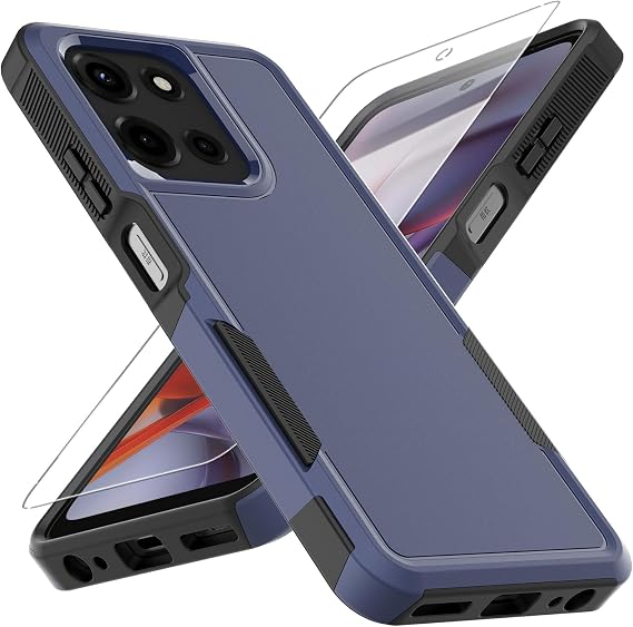 for Moto G 5G 2025 Case, [Military Grade Drop Tested] with Screen Protector, Dual Layer Protective Heavy Duty Cell Phone Cover Non-Slip Shockproof Case for Motorola Moto G 5G 2025 (Blue)