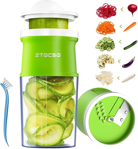 4 in 1 Vegetable Spiralizer Slicer for Veggie Noodles, Adjustable Thickness