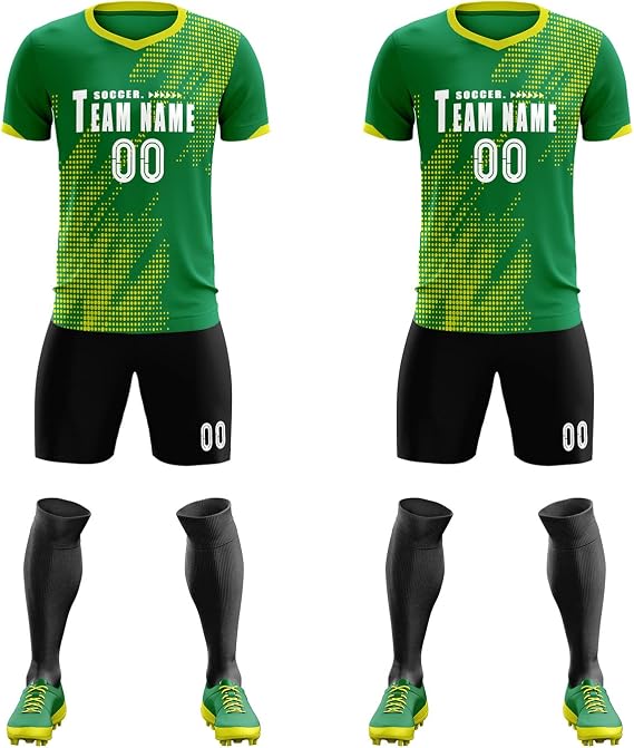 Custom Soccer Jesey for Adult Kids Personalized Soccer Shirt Shorts with Team Name Number Logo