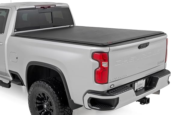 Rough Country Soft Roll Up Truck Bed Tonneau Cover for Chevy Silverado & GMC Sierra 2500HD/3500HD (2020-2026) - Fit 6'9 Bed, Weatherproof Bed Cover