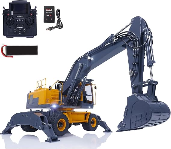 LESU 1/14 RC Wheeled Hydraulic Excavator for Aoue ET30H RC Construction Vehicles Model Valve Pump Light PL18EV Controller