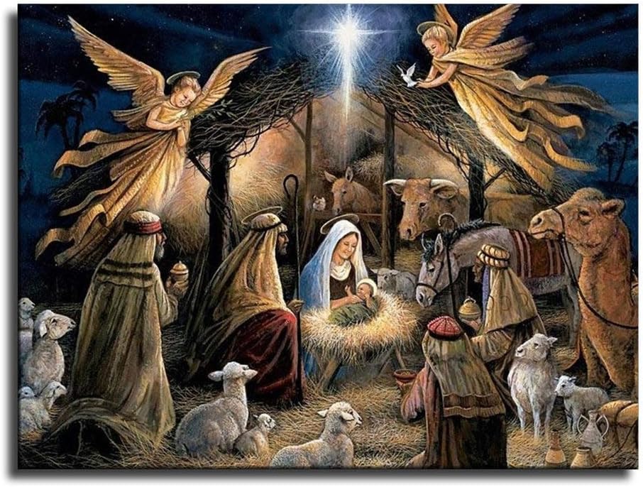 Light of World The Birth of Jesus Christ Poster Picture Print Canvas Wall Art Home Room Decor Mural -21 24x32inch-No framed