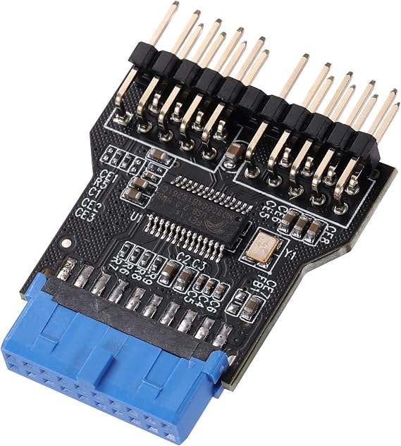 USB 3.0 9PIN to USB2.0 9PIN Front Panel Socket Adapter Card,USB 3.0 Motherboard 19PIN to Dual 9-PIN Interface Expansion Card