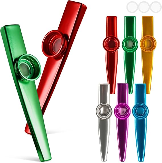 KOOGEL Kazoos Bulk for Kids Carnival Party Favors, 6 PCS Metal Kazoos