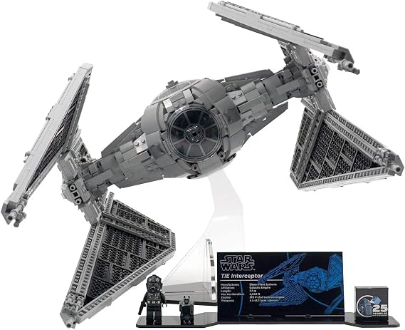 Display Stand Compatible with LEGO 75382 TIE Interceptor Angled Flight Stand for Star Wars UCS Fans Set Not Included