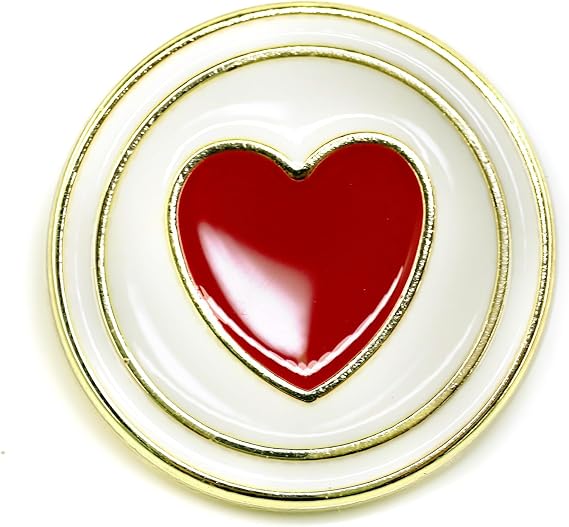20 pcs Enamel Red Heart Sewing Metal Shank Sewing Coat Buttons