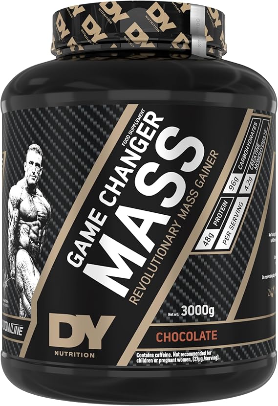 DY Nutrition Game Changer Mass Gainer Powder 3Kg 20 Servings High-Protein Lean Muscle Supplement with Creatine, Carbohydrates, BCAAs, L-Glutamine, Vitamins & Minerals for Recovery (Chocolate)