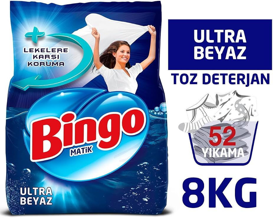 Bingo Matik Toz Çamaşır Deterjanı 4 Kg Ultra Beyaz 2'Li