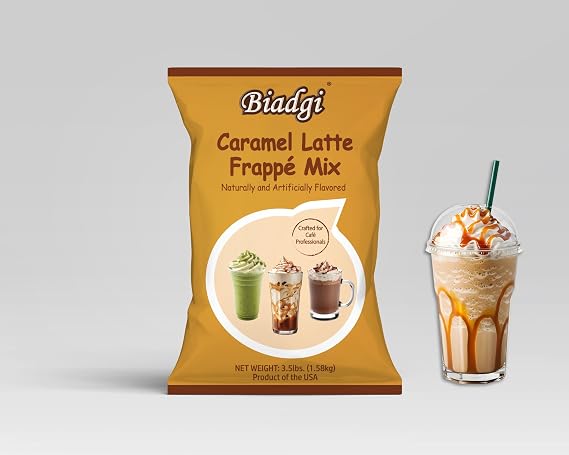 Biadgi Caramel Latte Frappe Mix 3.5 lb 38 x 12 fl.oz. drinks