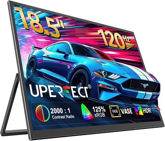 UPERFECT 18.5" 120Hz Portable Monitor, 125% sRGB Laptop Gaming Display
