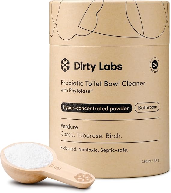 Dirty Labs | Probiotic Toilet Bowl Cleaner | Verdure | 24 Doses | Phytolase bio enzymes, septic-safe, biodegradable & bleach-free, cassis, tuberose & birch scent