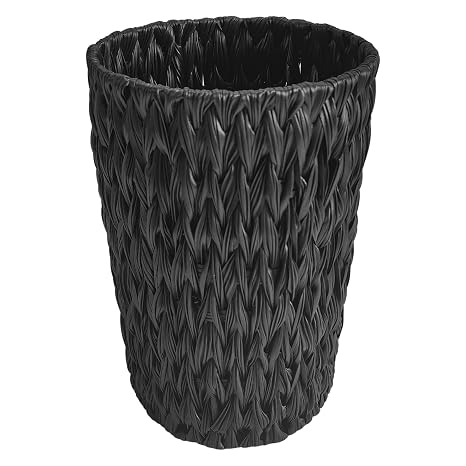 Coeusy Wicker Trash Can, Small Bahtroom Waste Basket, 2 Gallon, Black