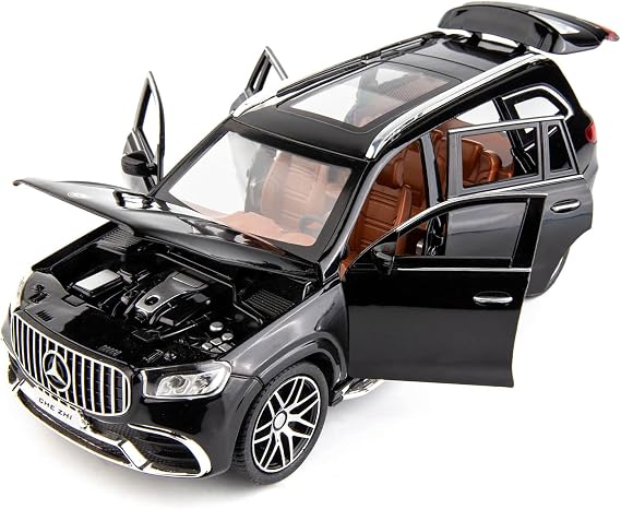 WAKAKAC Diecast Car Model GLS63 AMG 1/24 Alloy Collectible Pull Back Toy Car with Light and Sound Toy Vehicle for Adult Boys Gift(Black)