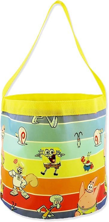 Spongebob Squarepants Boys Girls Collapsible Nylon Gift Basket Bucket Tote Bag