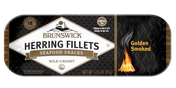 Brunswick Golden Smoked Herring Fillets, 3.25 oz Can - 18g Protein per Serving - Gluten Free, Keto Friendly - Great for Pasta & Seafood Recipes