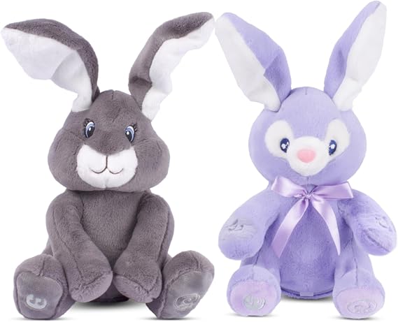 Dimple Milo and Bella Stuffed Bunny Toy Set Animated Interactive Baby Bunny