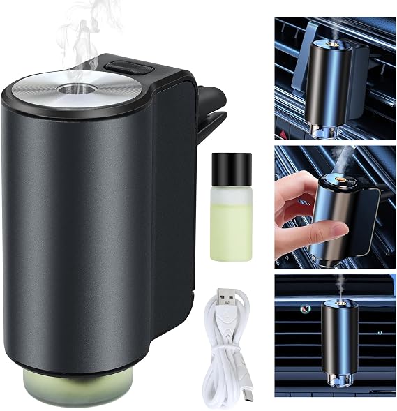 Smart Car Air Freshener, Universal Car Air Freshener Diffuser with Three Adjustable, IntelligentCar Aroma Diffuser, Aromatizante para Carro with 10ml Essential Oil (1Pcs+10ml Oils)