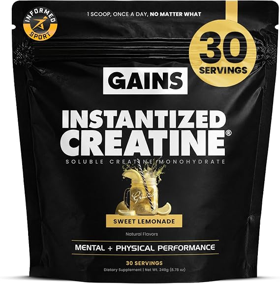 Gains in Bulk Instantized Creatine Monohydrate, Sweet Lemonade, 30 Servings