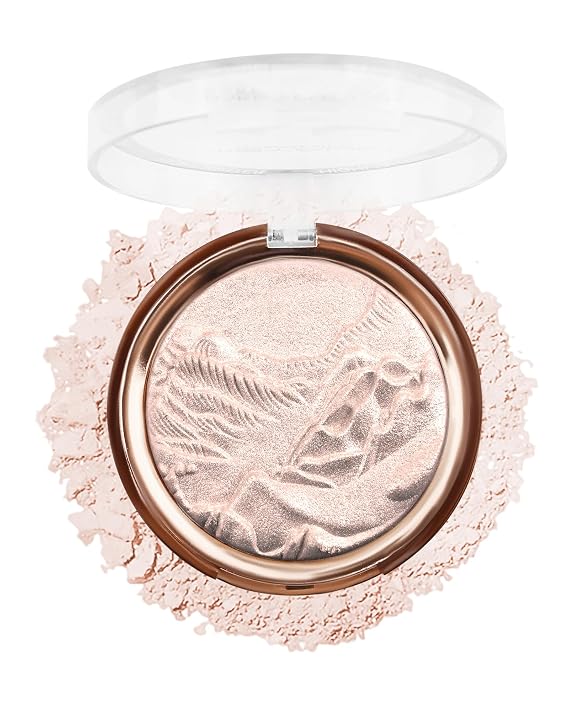 Baked Highlighter Blush Palette-Champagne Rose Face Highlighter,Shimmer Glitter Diamond Highlighting Eyeshadow Palette for Face Body Cheek, Christmas
