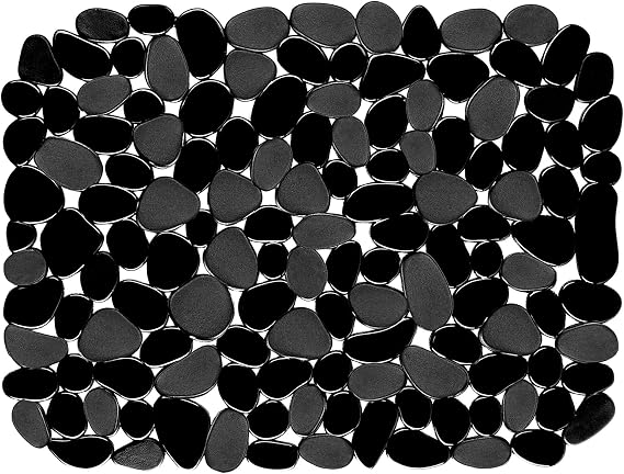 Coopay Sink Mat Pebble Sink Protectors for Kitchen Sink, PVC Eco-friendly Adjustable Stainless steel Porcelain Dish Drying Pad, Protector for Bottom of Kitchen Sink, 15.8 x 11.8 inches (1 Pack, Black)